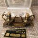 Box of salt pots and a silver metal tray from the goldsmith Danex Paris