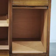 1960s Danish Modern Beech Wood Bar Cabinet with Tambour Door
