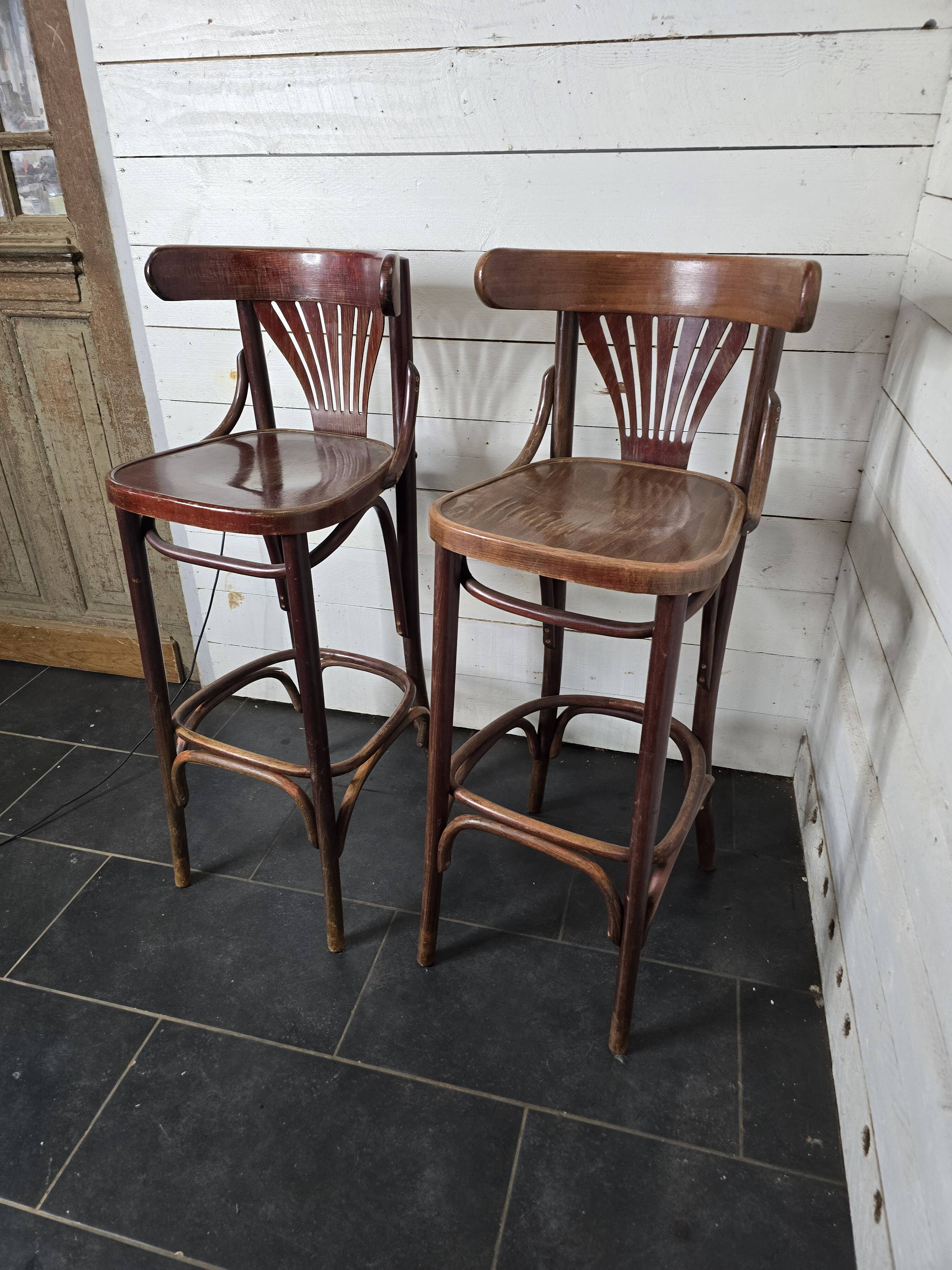 Pair of bistro stools with backrest