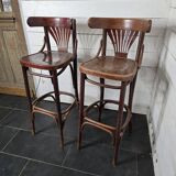 Pair of bistro stools with backrest
