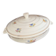 Vintage soup tureen with Art Deco flowers, opaque porcelain, Versailles.