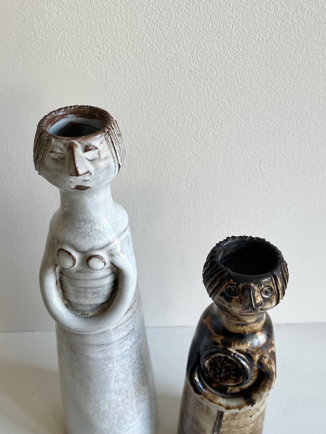 Pair of anthropomorphic soliflore vases by Jacques Pouchain
