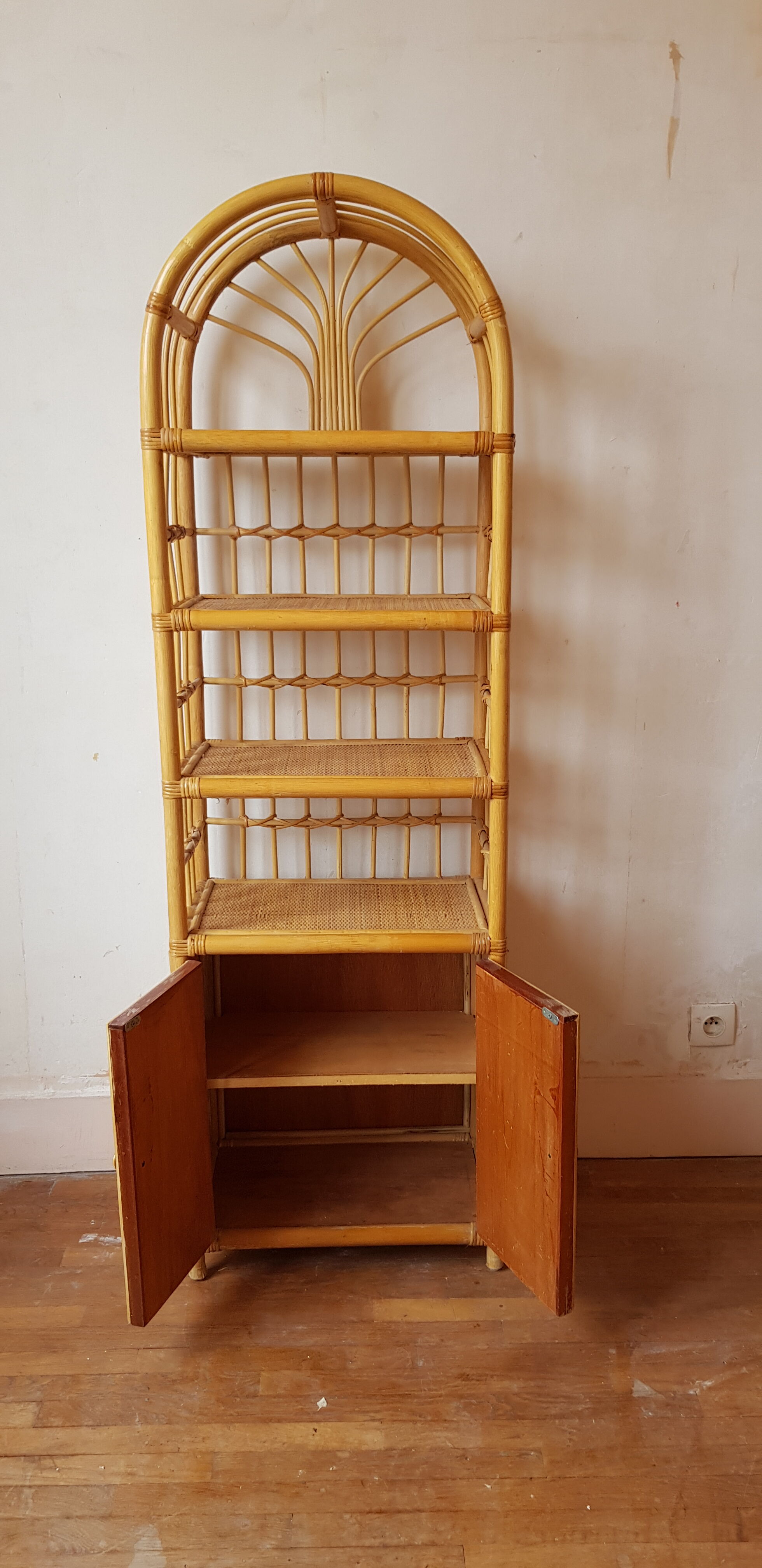 Vintage rattan bookcase