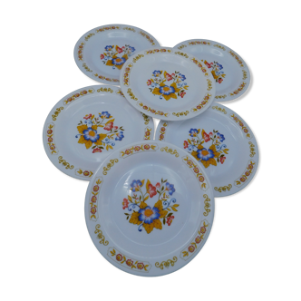 6 Arcopal dessert plates with floral décor