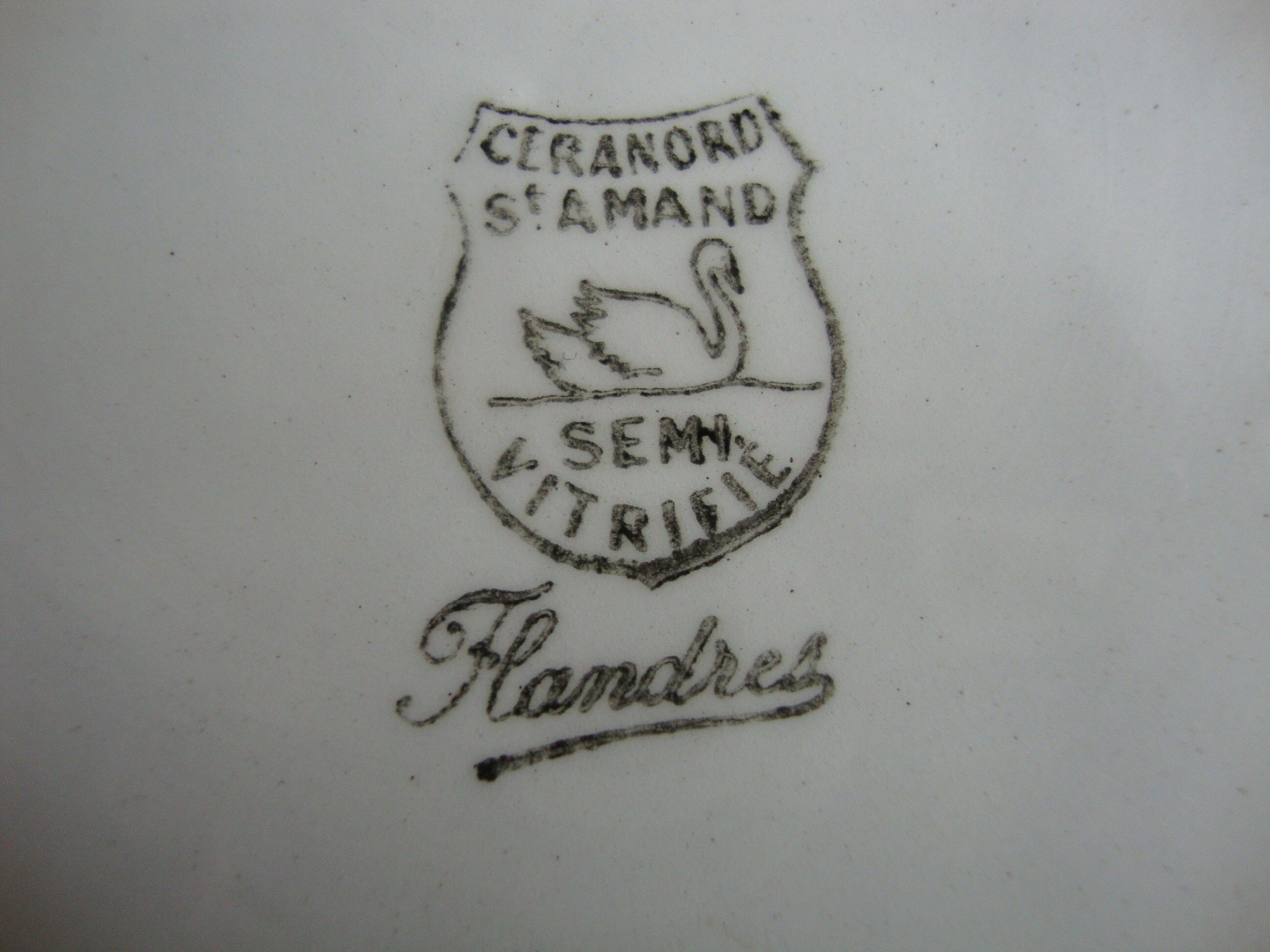 Set of 5 antique dessert plates St Amand décor Flanders