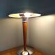 Mushroom lamp/ocean liner in chromed metal and vintage wood
