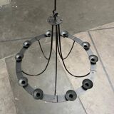 Vintage wrought iron candlestick chandelier by Ehlén Johansson for Ikea, 1990s.