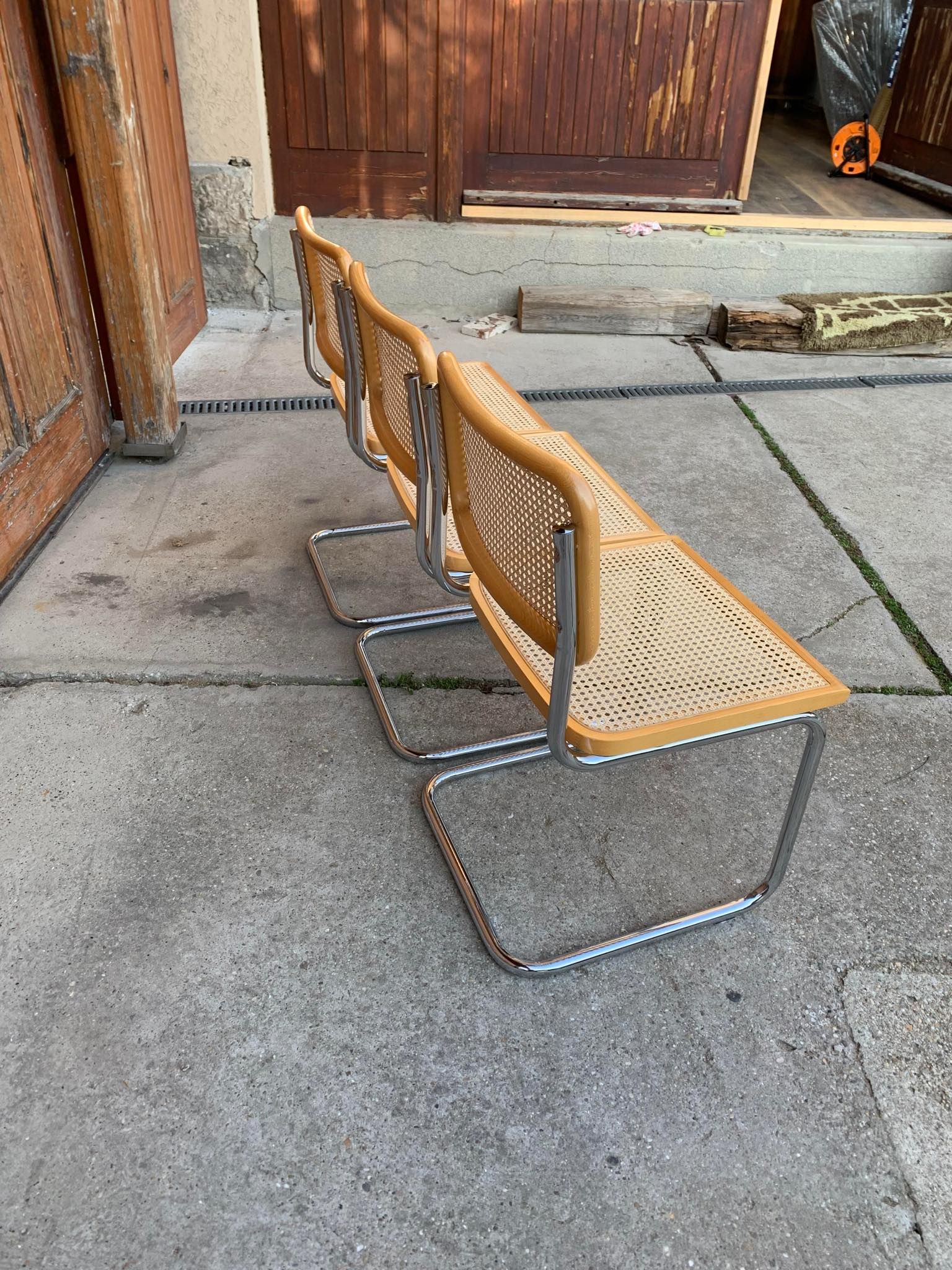 Set of 3 mid-century Italian B32 Cesca chairs by Marcel Breuer, 1970s