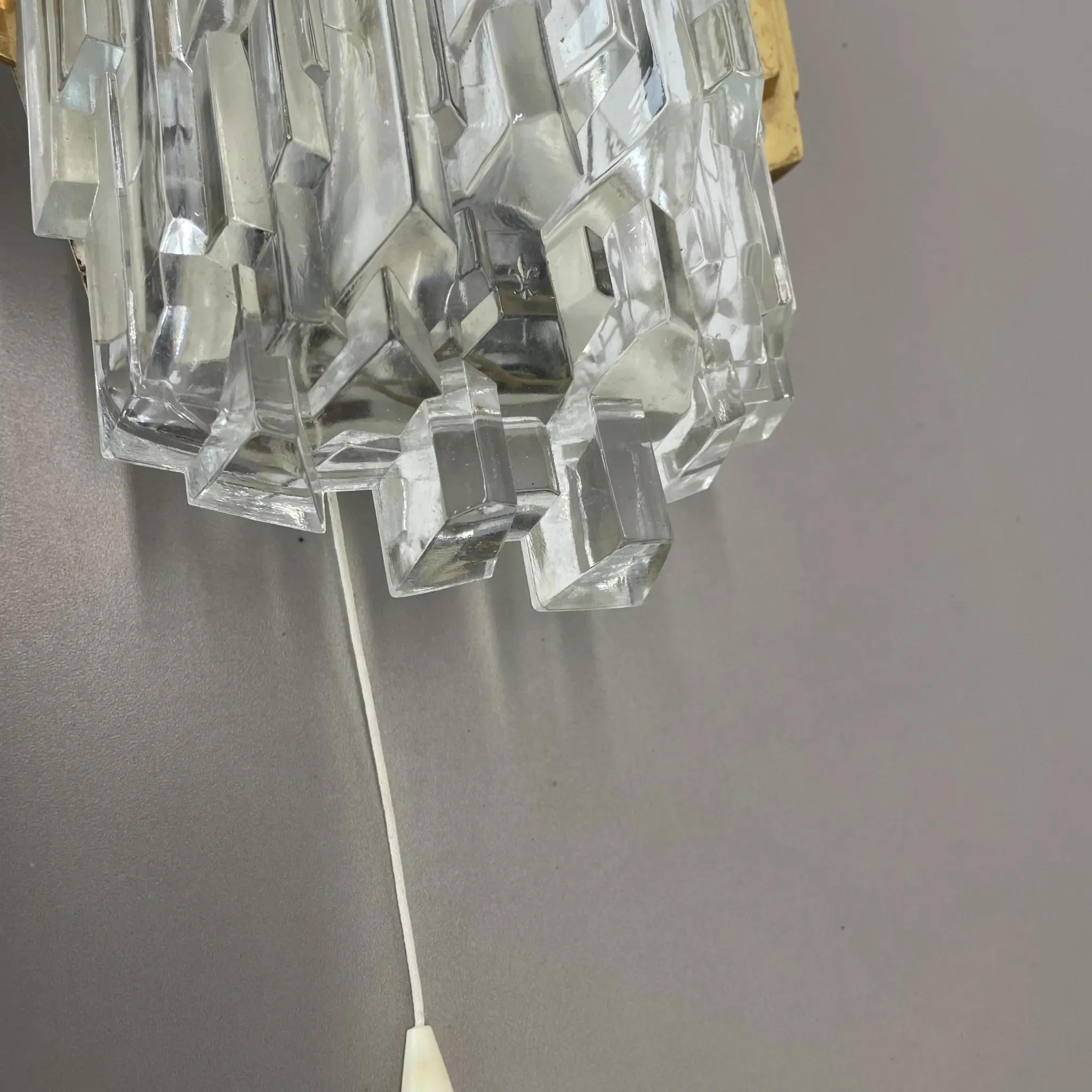 Beautiful CUBIC Ice Glass Wall Light by Hillebrand Lights, Germany, 1970s