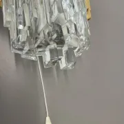 Beautiful CUBIC Ice Glass Wall Light by Hillebrand Lights, Germany, 1970s
