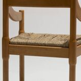 Set of 4 straw and wood chairs, Vico Magistretti, Cassina, 1960s
