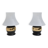Mid-Century Modern Italian Murano Glass Mushroom Table Lamps, 1970s, Pair