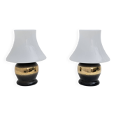 Paire de lampes de table champignon en verre de Murano, Italie années 1970