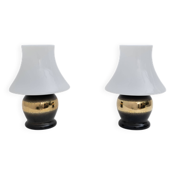 Mid-Century Modern Italian Murano Glass Mushroom Table Lamps, 1970s, Pair