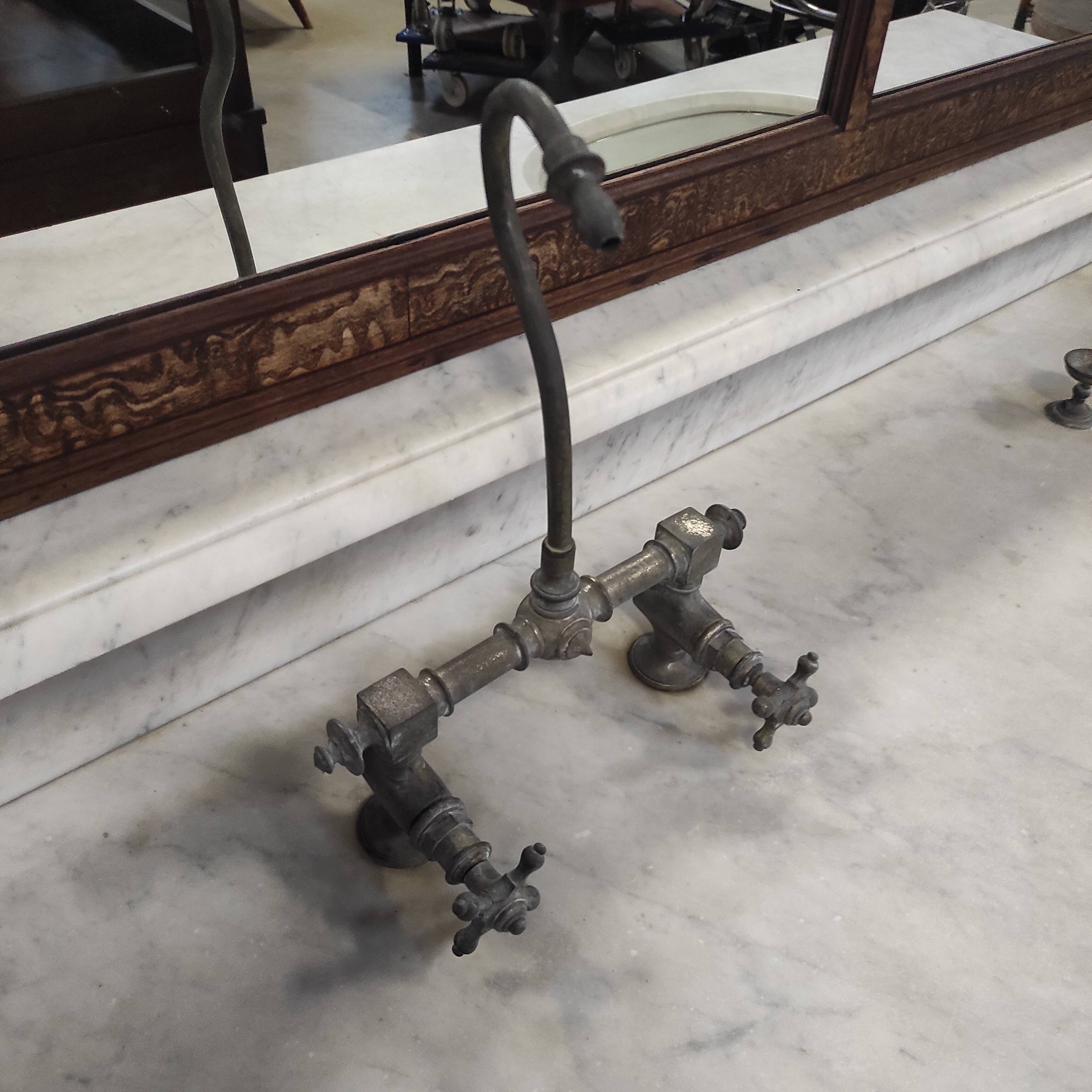 1930s Barber Cabinet | Double Salon Unit with Marble & Mirror