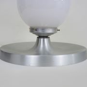 Brushed metal bedside lamp and white opaline globe, year 70