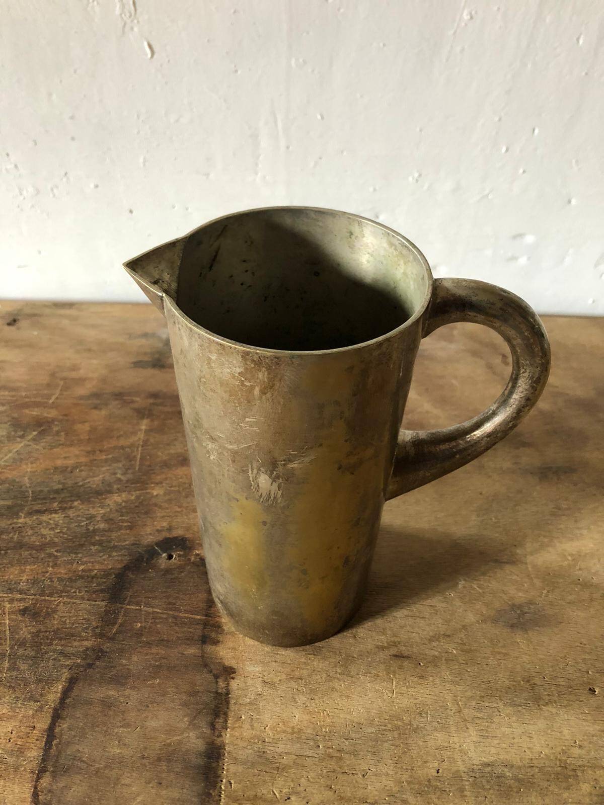 Vintage carafe, brass metal carafe, pitcher, flower pot, kitchen, decoration
