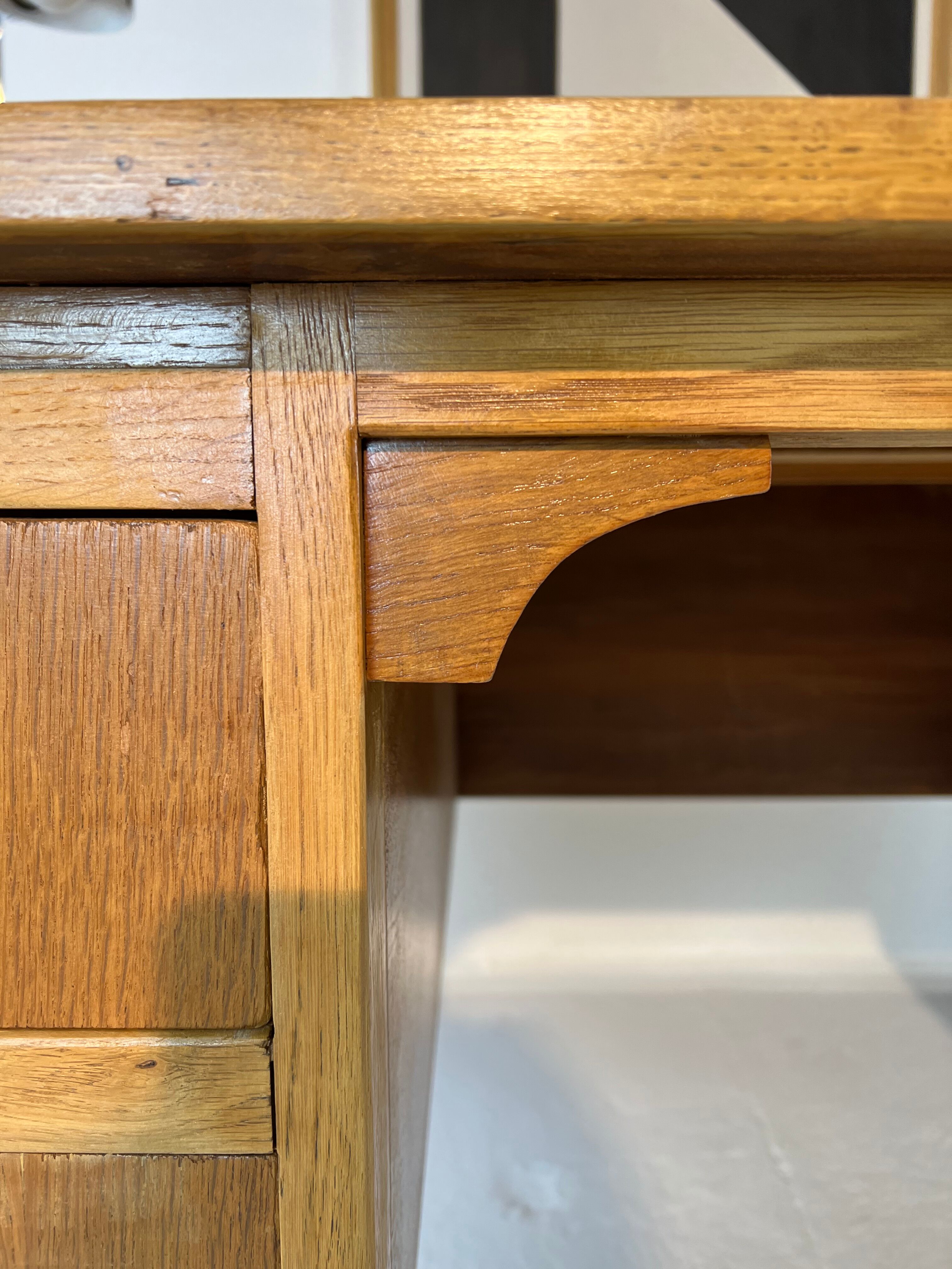 Two-sided oak desk, 50s