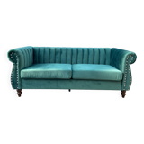 Canapé Chesterfield en velours vert émeraude