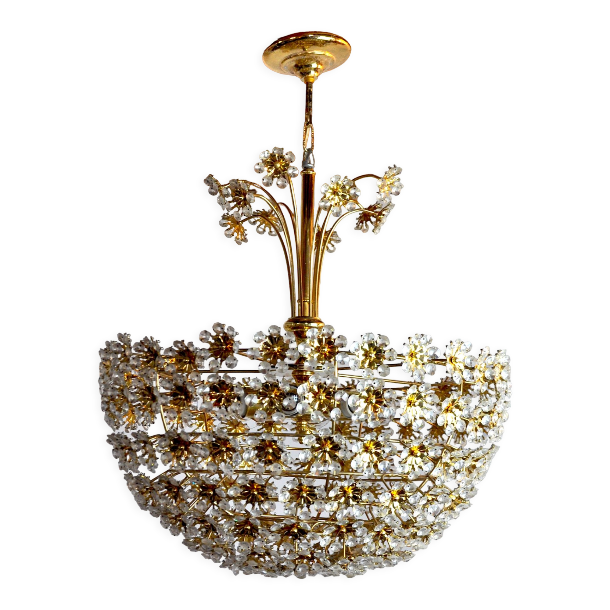 Floral chandelier in crystals cut by Bakalowits and Söhne, Austria, 1970