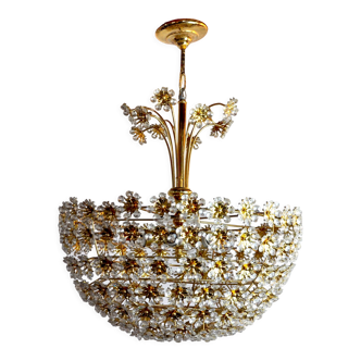 Lustre floral en cristaux taillés par Bakalowits et Söhne, Autriche, 1970