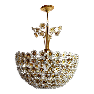 Floral chandelier in crystals cut by Bakalowits and Söhne, Austria, 1970