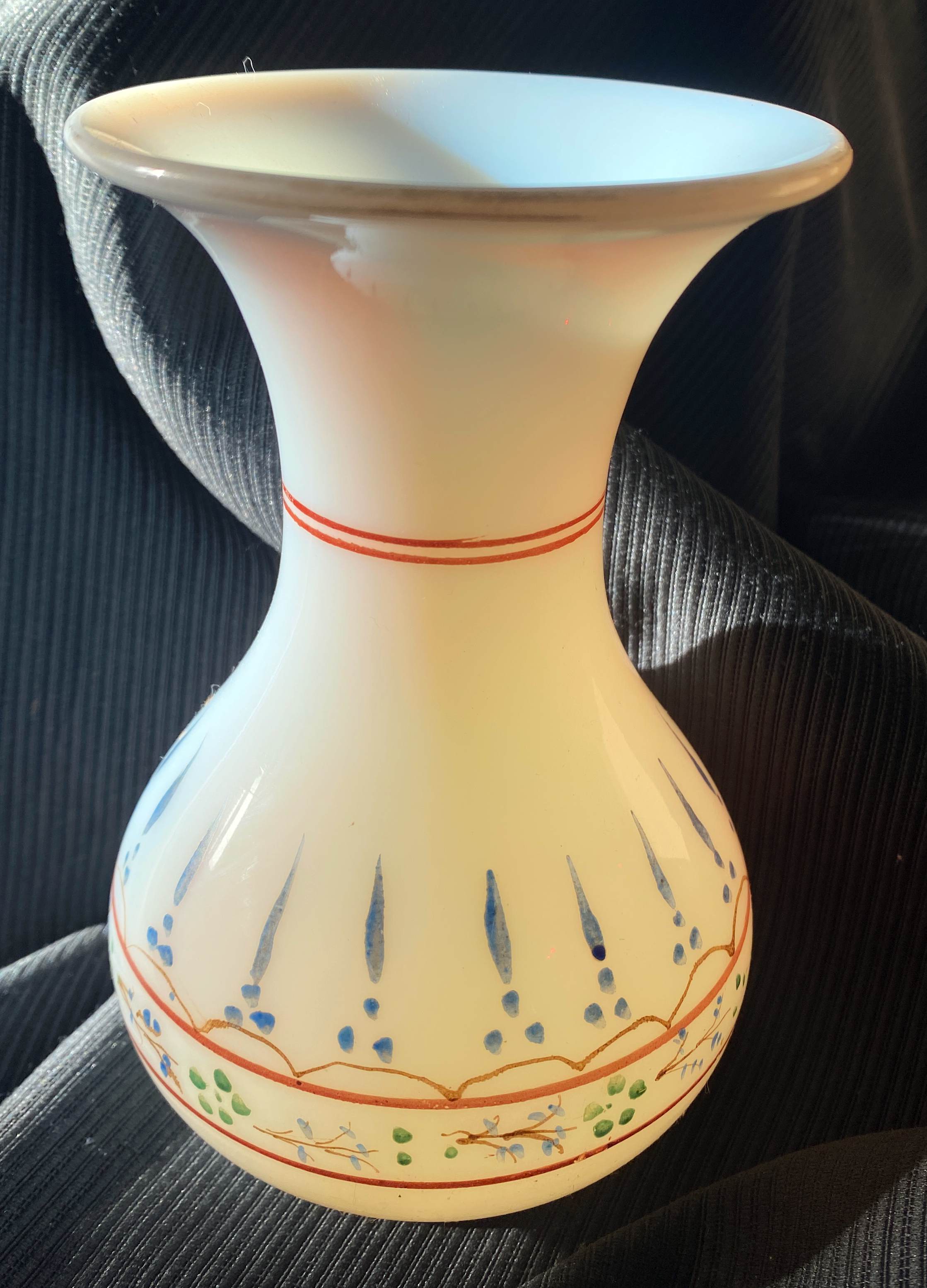Baluster vase in opaline real enamelled decorations nineteenth century