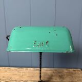 Erpé banker’s lamp with a turquoise enamel shade.