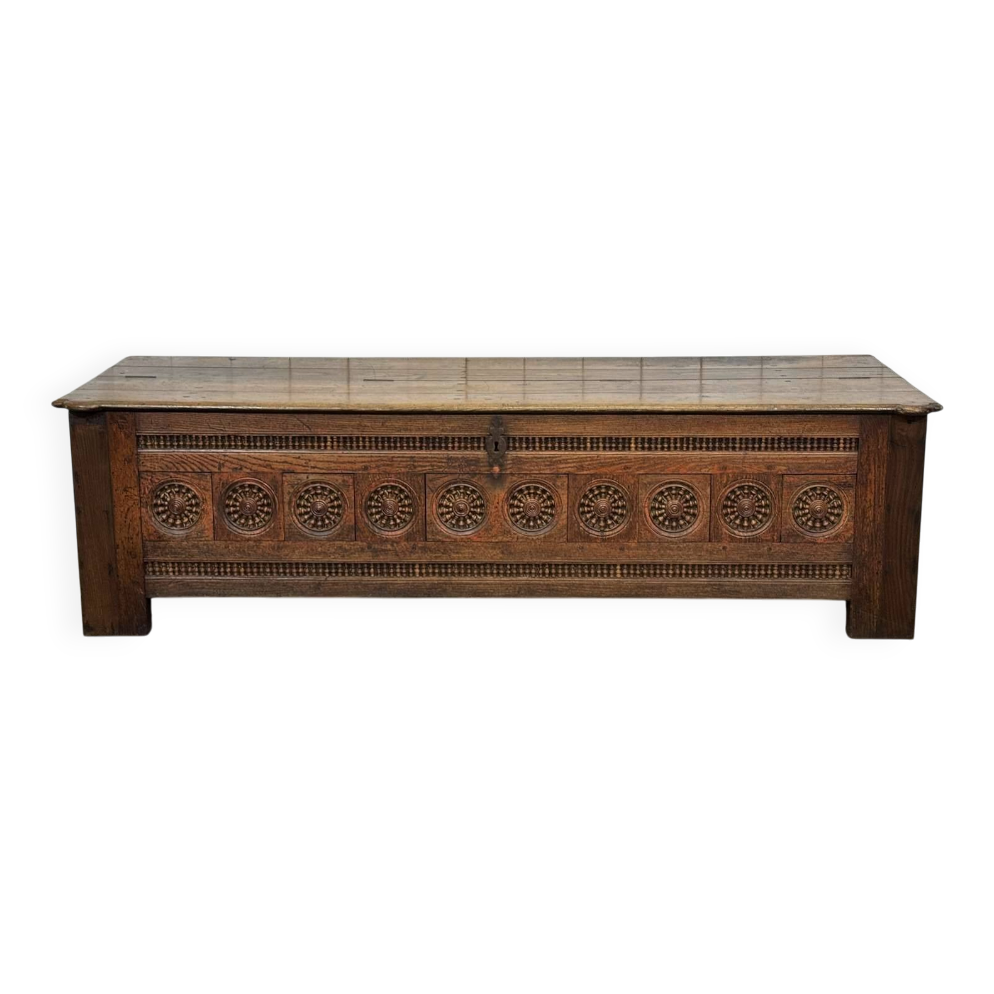 18th-century Breton chestnut bank bench