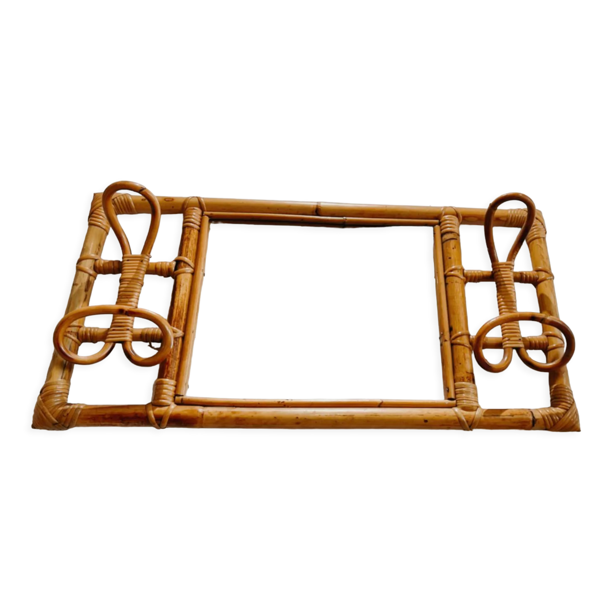 Rattan mirror wall cloakroom 70x35cm