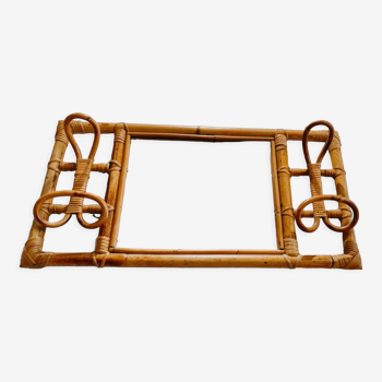 Rattan mirror wall cloakroom 70x35cm