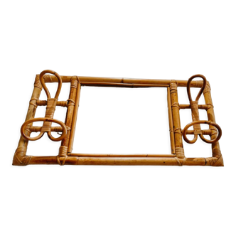 Miroir rotin vestiaire mural 70x35cm