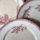 Assiette FF Pexonne Terre de Fer décor rose oiseaux XIX