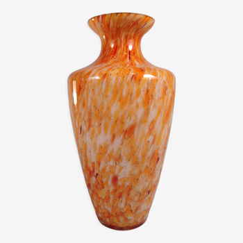 Orange multicolored glass vase, 70s