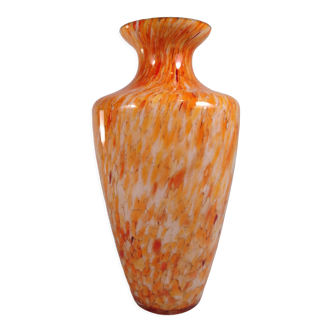 Orange multicolored glass vase, 70s