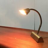Mid-century brass swan neck table lamp in Hollywood Regency style from the 1960s.