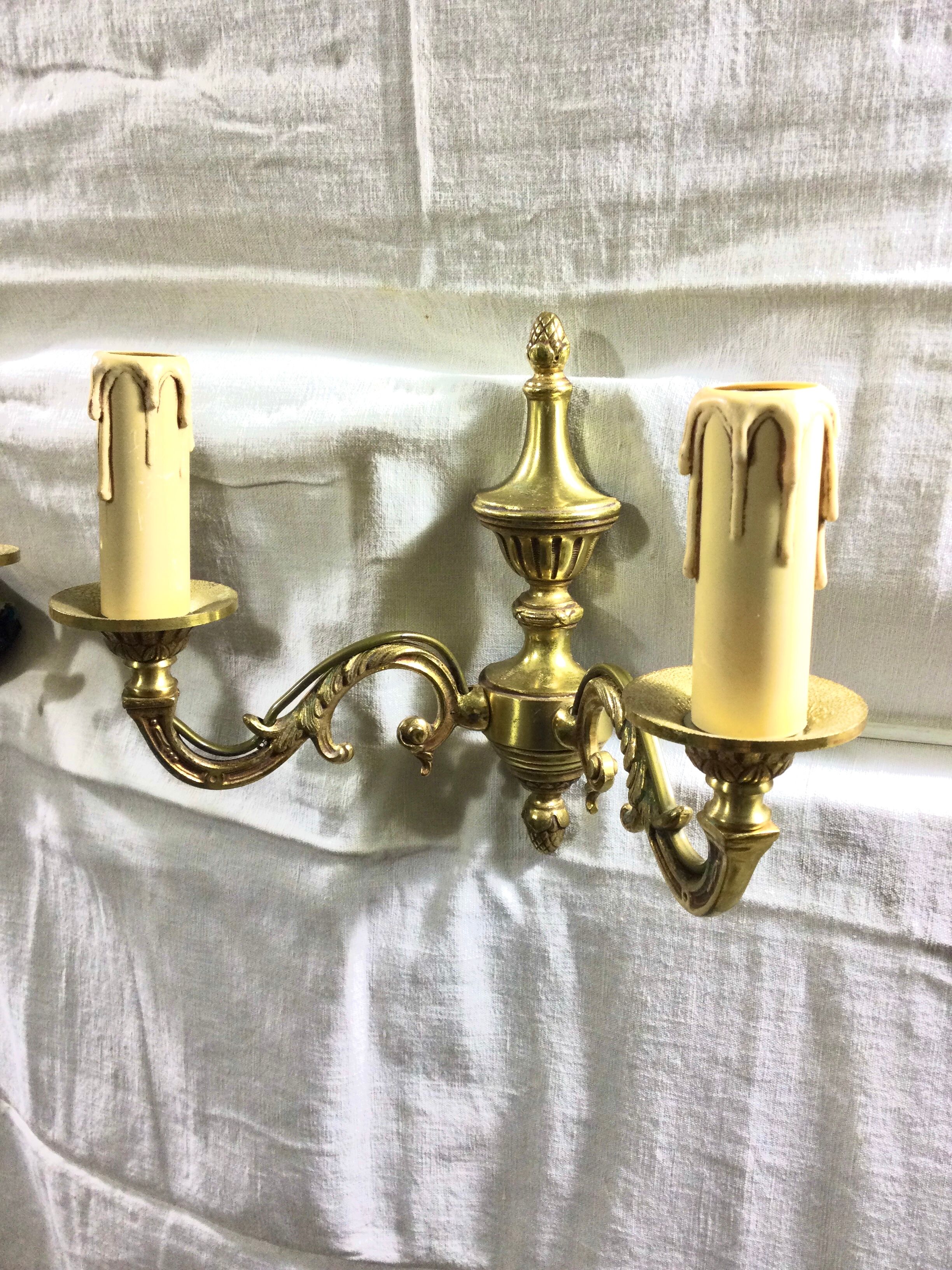Pair of sconces 2 lights louis XVI style
