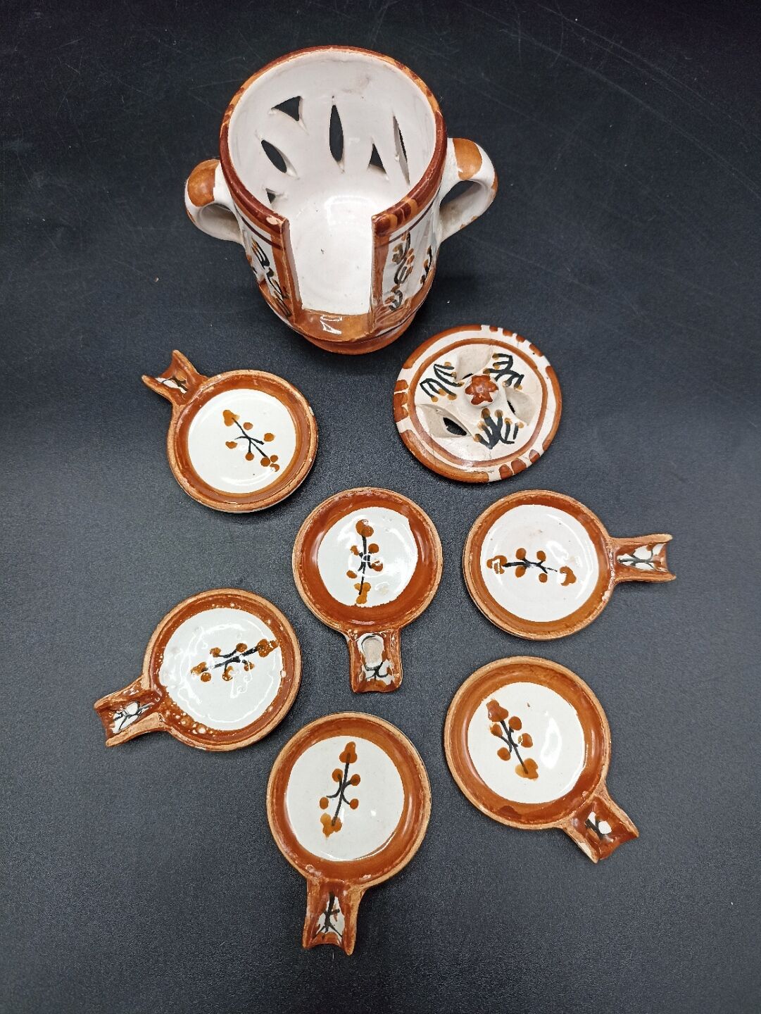 Glazed terracotta guest ashtray - Chocolate