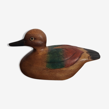 Canard décoratif bois sculpté