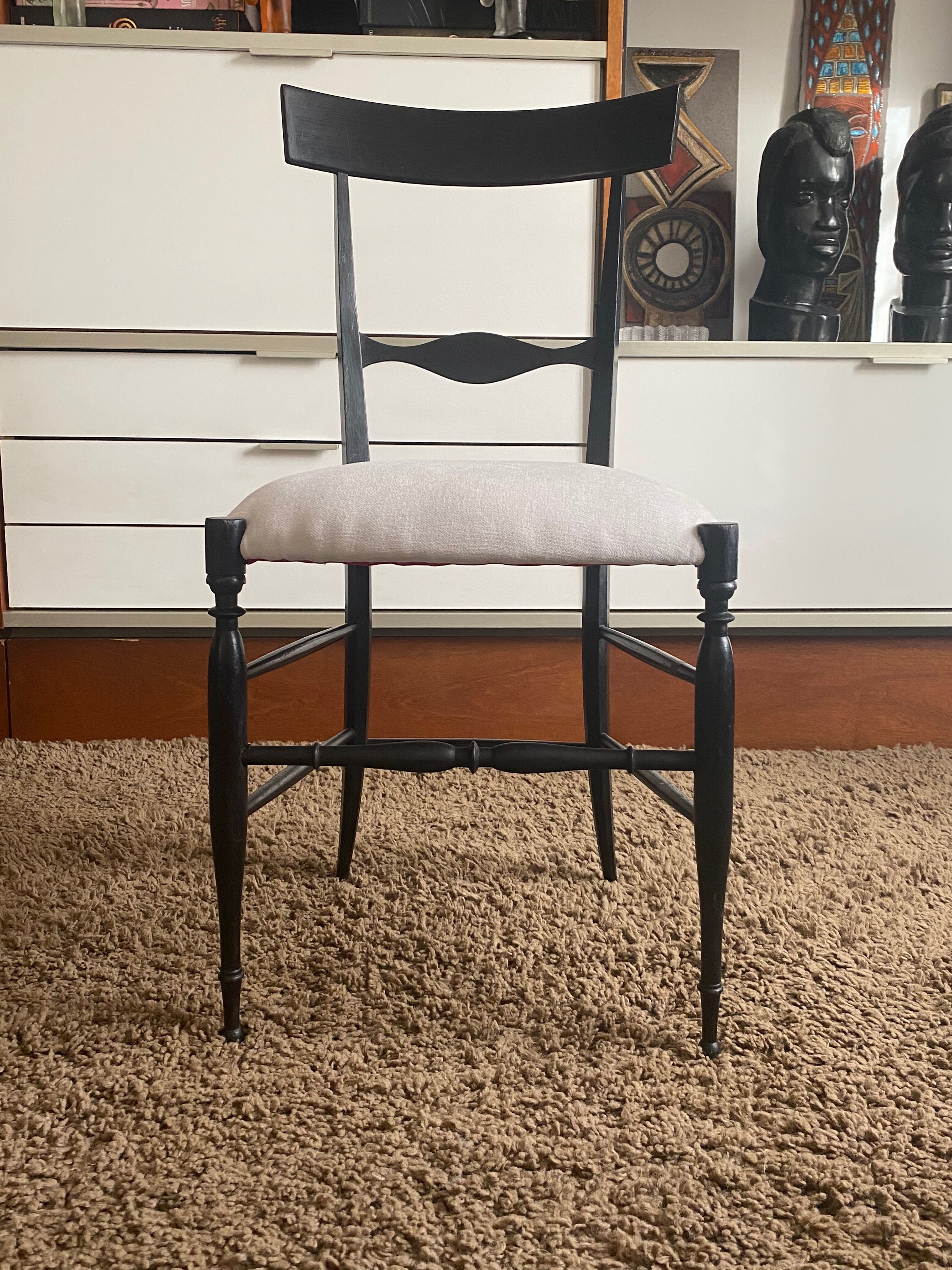 Suite of 5 Chiavari chairs in blackened walnut, Giuseppe Gaetano Descalzi - 19th century