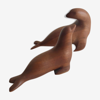 Pair of teak figurines, norway, 1960s