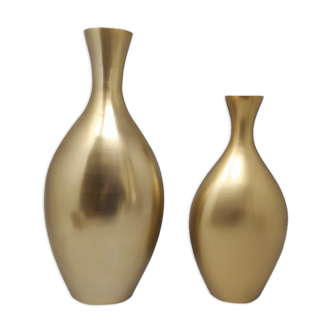 Paire de vases en céramique en couleur dorée années 1970