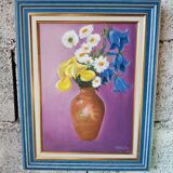 Framed floral oil on canvas – Vintage still life