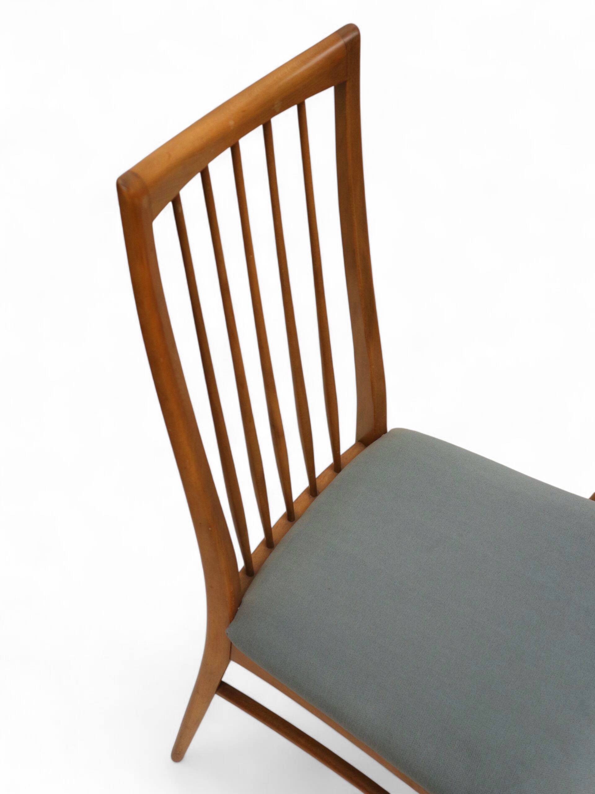 Set of 6 chairs with turquoise upholstery made in the 1960s