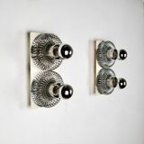 Series of 3 spring wall lights by Philippe Rogier for Oxar, France, 1970s