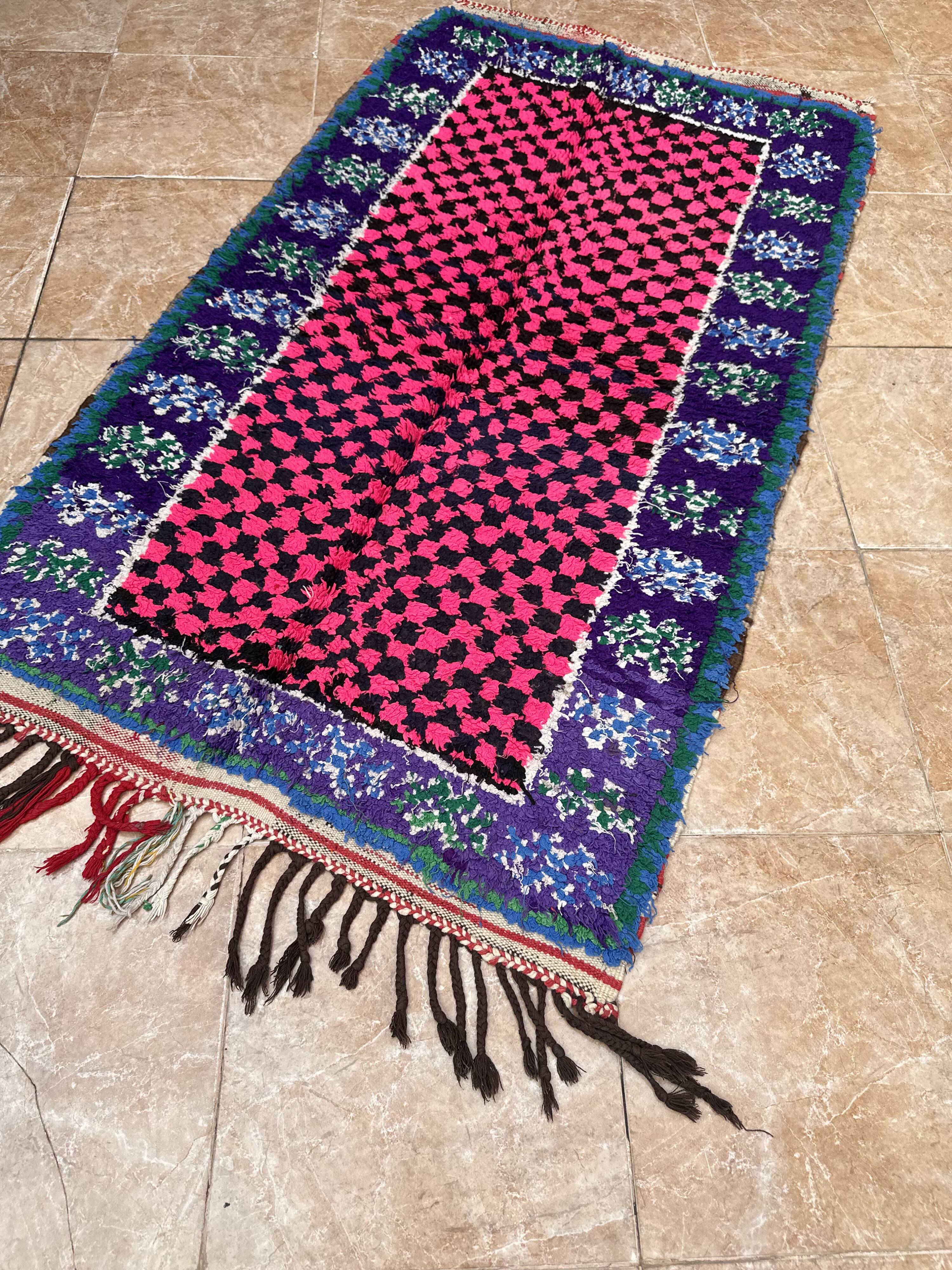 Vintage Moroccan Bouchaouit Rug: Berber Art Deco Rug, Handmade