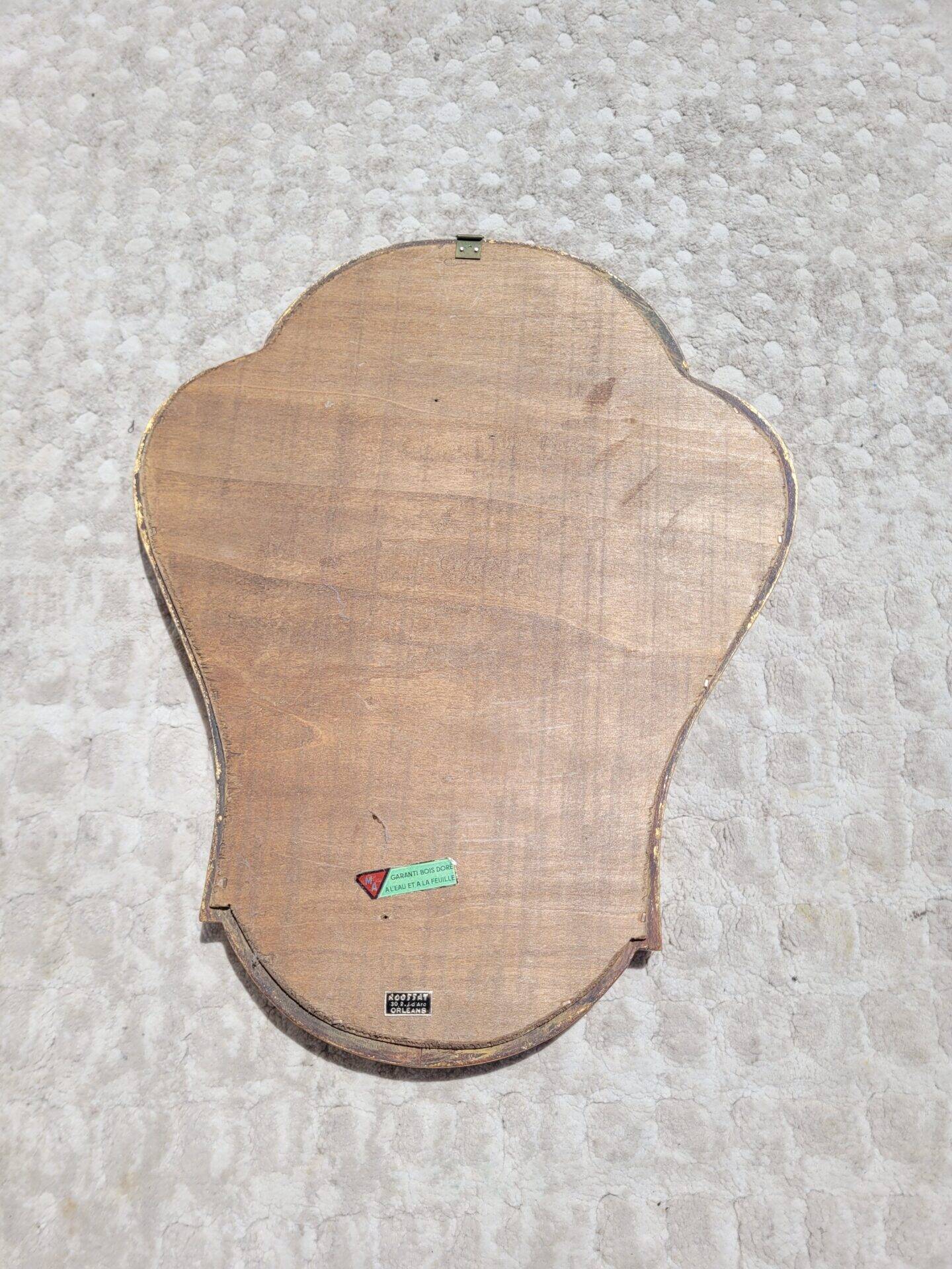 Miroir vintage doré maison Roussat 32x40cm