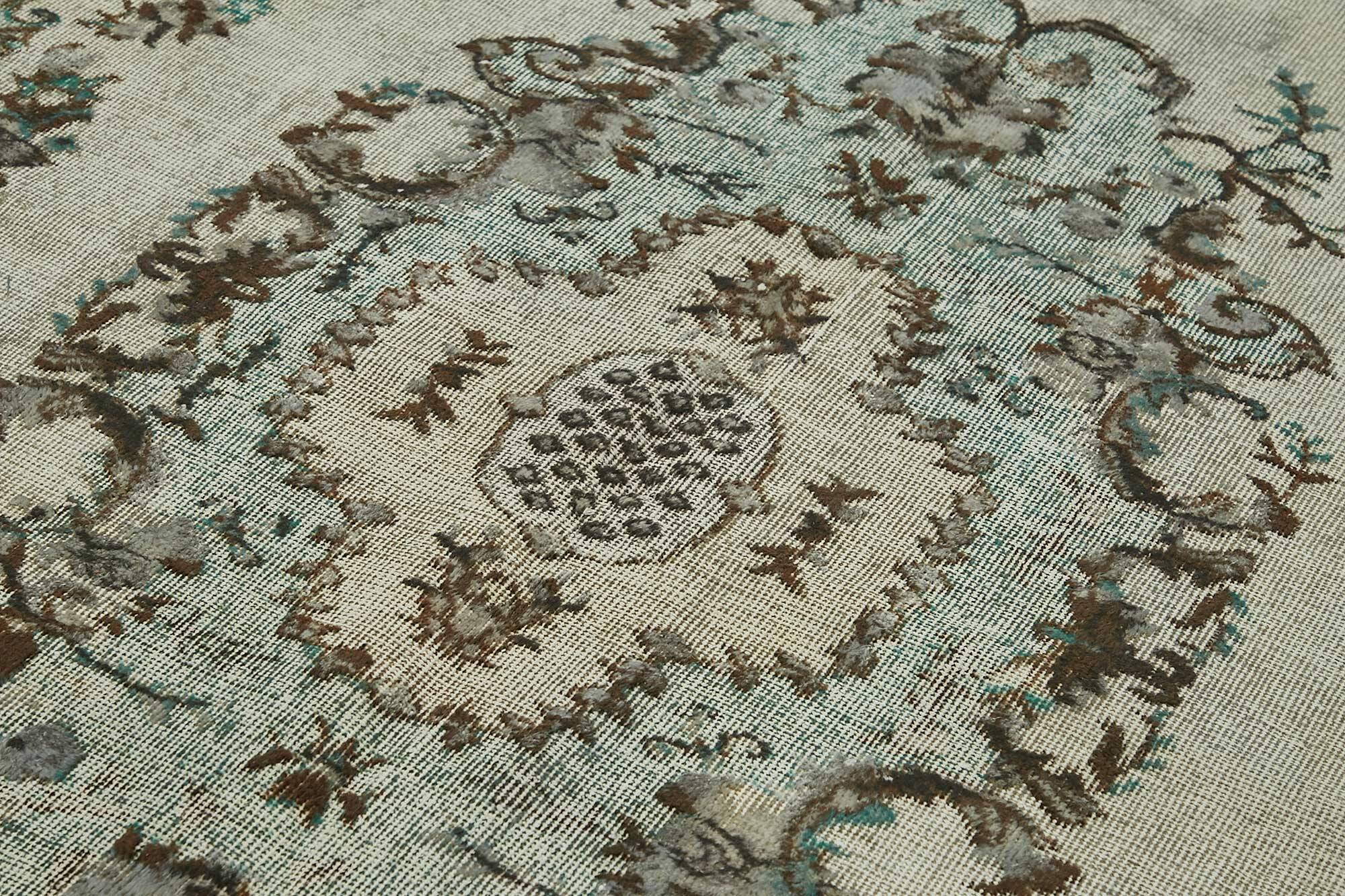 Overdyed Wool Vintage Handmade Carved Rug 169 cm x 288 cm