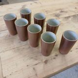 8 mugs/ tasses en grès vernisse