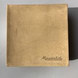 Art Deco butter dish with yellow and gold knife in ceramic